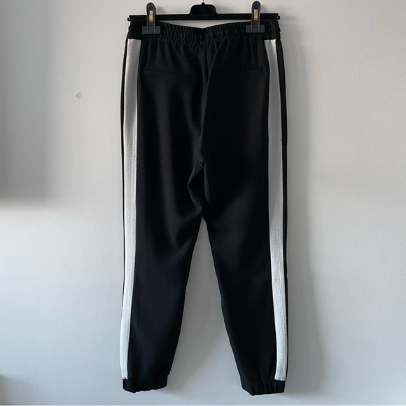 Vero Moda black ankle pants white stripe sz small elastic waist/hems drawstring - Picture 3 of 4